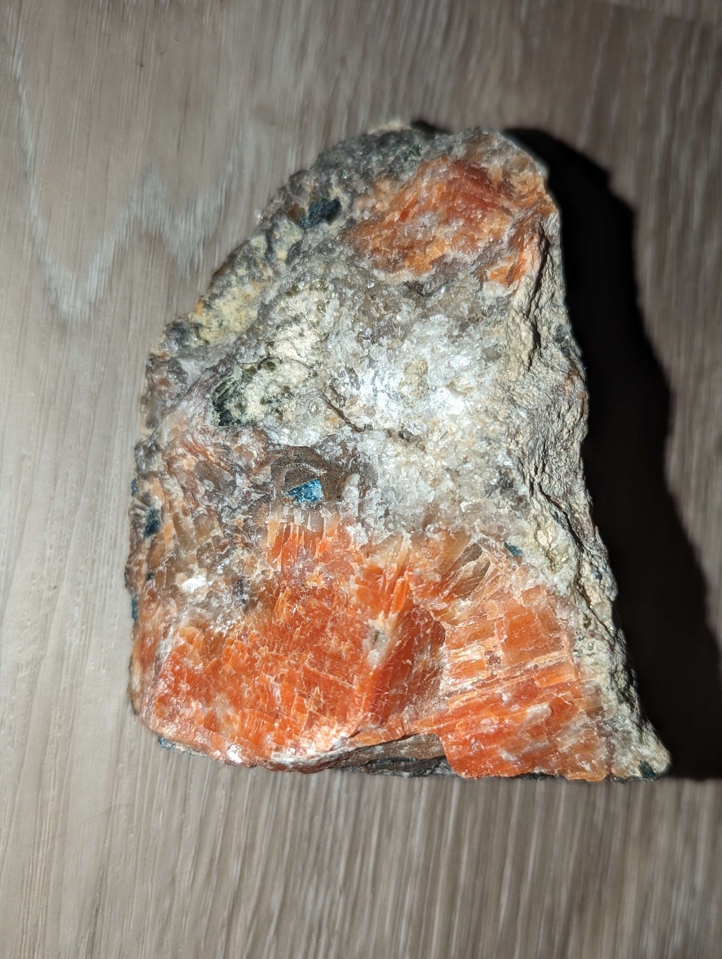 Sunstone and Blue Apatite Specimen in Matrix