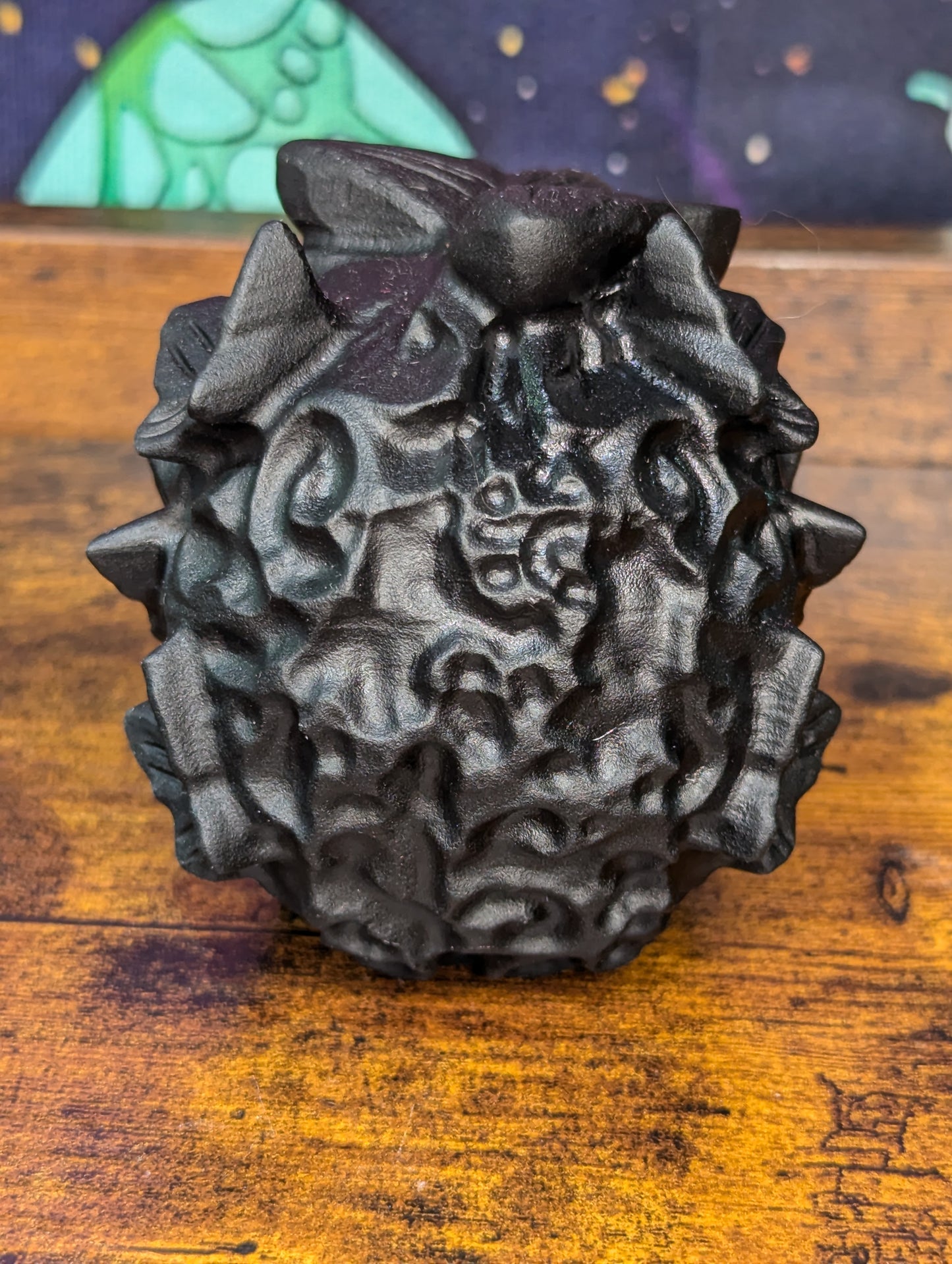 Black Obsidian Skull with Butterflies