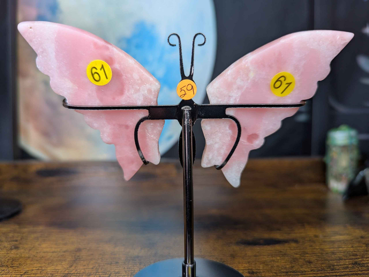 Pink Opal Butterfly Wings with stand