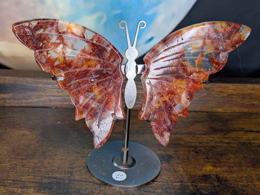 Fire Quartz Butterfly Wings with stand